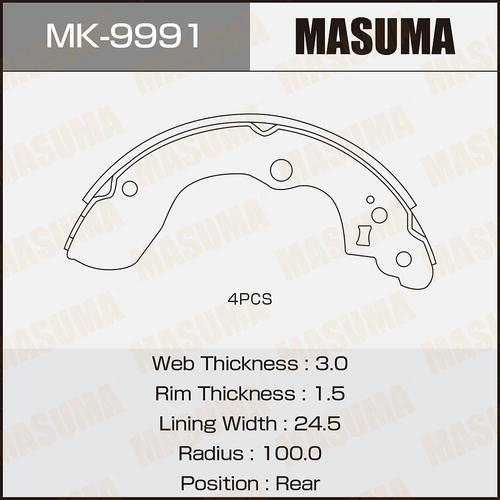 Колодки тормозные барабанные Masuma, MK-9991