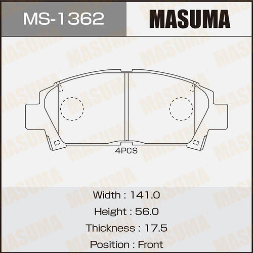 Колодки тормозные дисковые Masuma, MS-1362