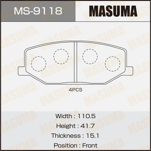 Колодки тормозные дисковые Masuma, MS-9118