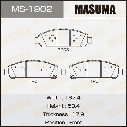 Колодки тормозные дисковые Masuma, MS-1902