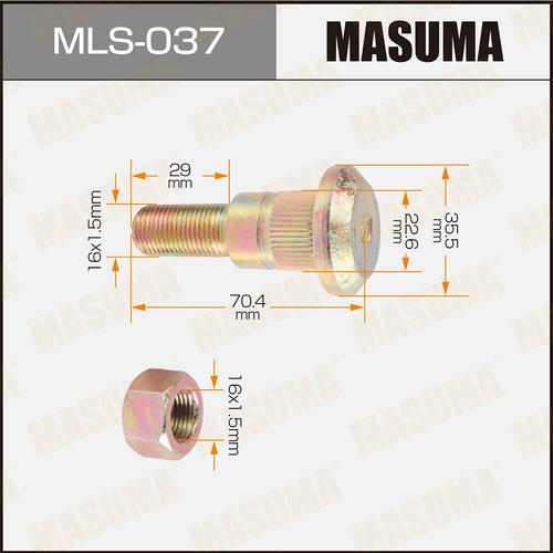 Шпилька колесная M16x1.5(R) Masuma, MLS-037