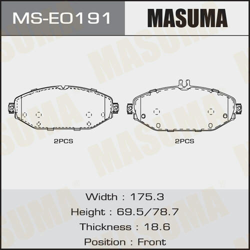 Колодки тормозные дисковые Masuma, MS-E0191