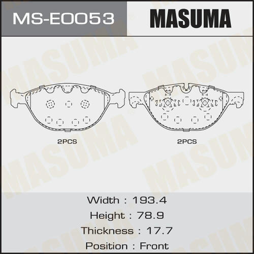 Колодки тормозные дисковые Masuma, MS-E0053