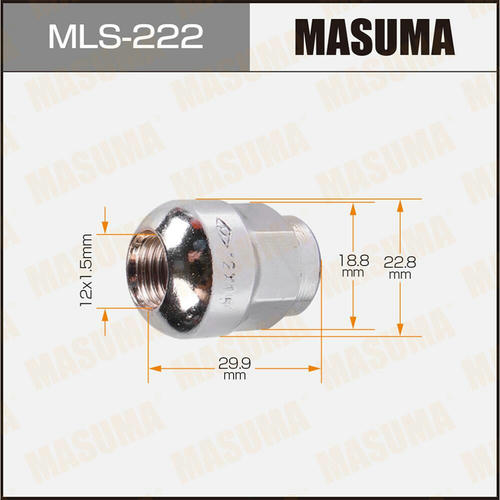 Гайка колесная Masuma M12x1.5(R) под ключ 19, MLS-222