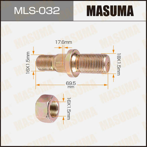Шпилька колесная M16x1.5(R), M18x1.5(R) Masuma, MLS-032