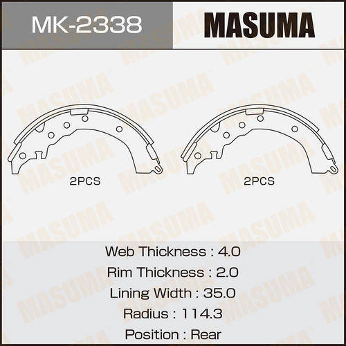 Колодки тормозные барабанные Masuma, MK-2338