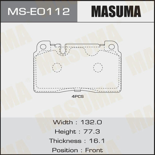Колодки тормозные дисковые Masuma, MS-E0112
