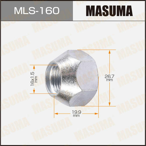 Гайка колесная Masuma M16x1.5(R) под ключ 27 открытая, MLS-160
