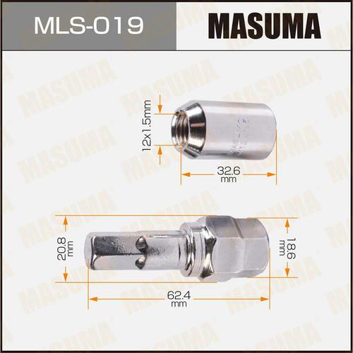 Гайка колесная Masuma M12x1.5(R) под шестигранник+переходник, к-т 20 шт, MLS-019