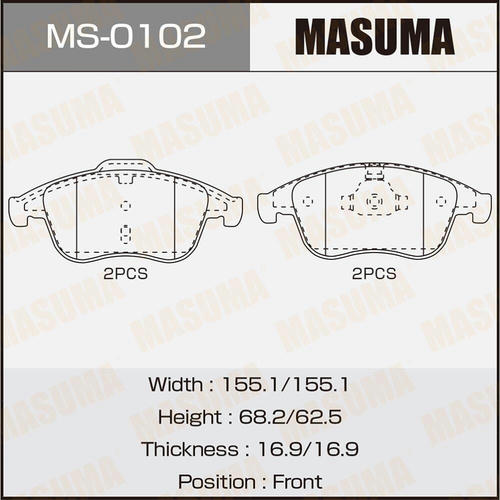 Колодки тормозные дисковые Masuma, MS-0102