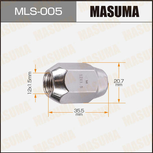 Гайка колесная Masuma M12x1.5(R) под ключ 21, MLS-005