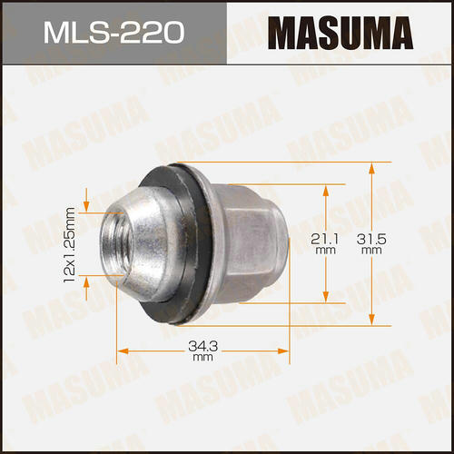 Гайка колесная Masuma M12x1.25(R) под ключ 21, MLS-220