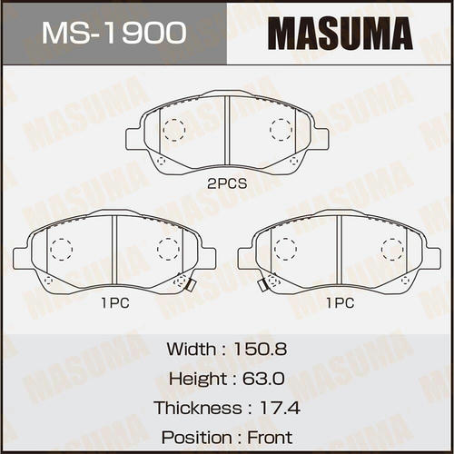 Колодки тормозные дисковые Masuma, MS-1900