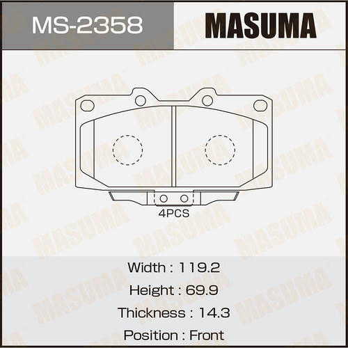 Колодки тормозные дисковые Masuma, MS-2358