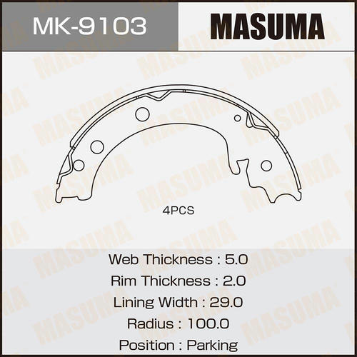 Колодки тормозные барабанные Masuma, MK-9103