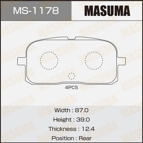 Колодки тормозные дисковые Masuma, MS-1178
