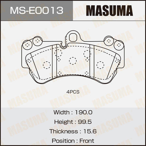 Колодки тормозные дисковые Masuma, MS-E0013