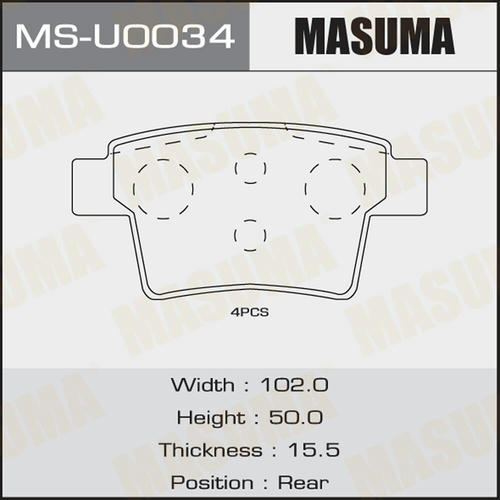 Колодки тормозные дисковые Masuma, MS-U0034