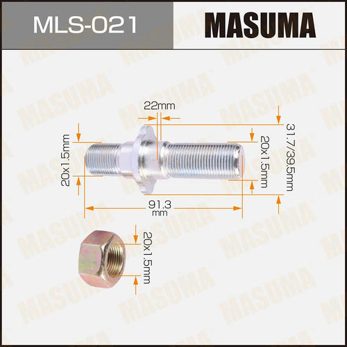 Шпилька колесная M20x1.5(L), M20x1.5(R) Masuma, MLS-021