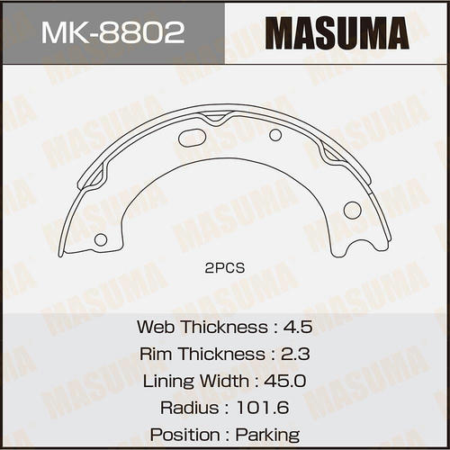 Колодки тормозные барабанные Masuma, MK-8802