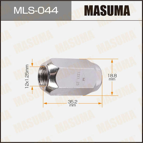 Гайка колесная Masuma M12x1.25(R) под ключ 19, MLS-044