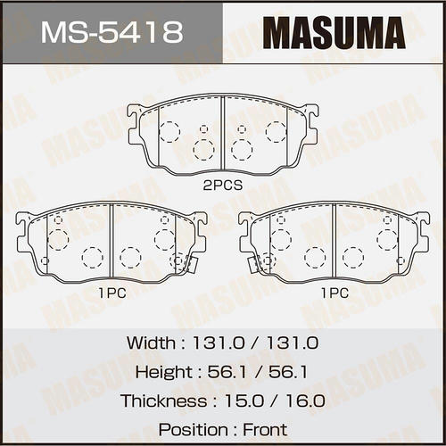 Колодки тормозные дисковые Masuma, MS-5418
