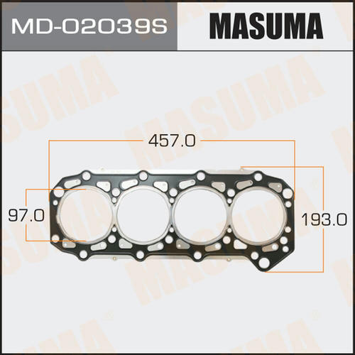 Двухслойная прокладка ГБЦ (металл-эластомер) Masuma толщина 0,53мм, MD-02039S