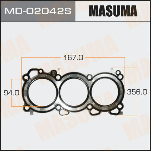 Трехслойная прокладка ГБЦ (металл-эластомер) Masuma толщина 1,60мм, MD-02042S