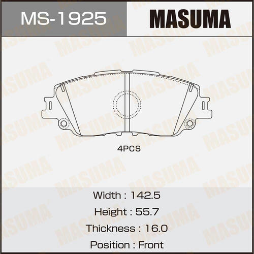 Колодки тормозные дисковые Masuma, MS-1925