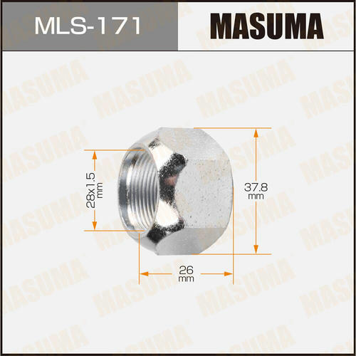 Гайка колесная Masuma M 28x1.5(R) под ключ 38 открытая, MLS-171