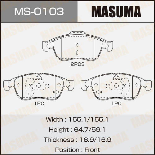 Колодки тормозные дисковые Masuma, MS-0103