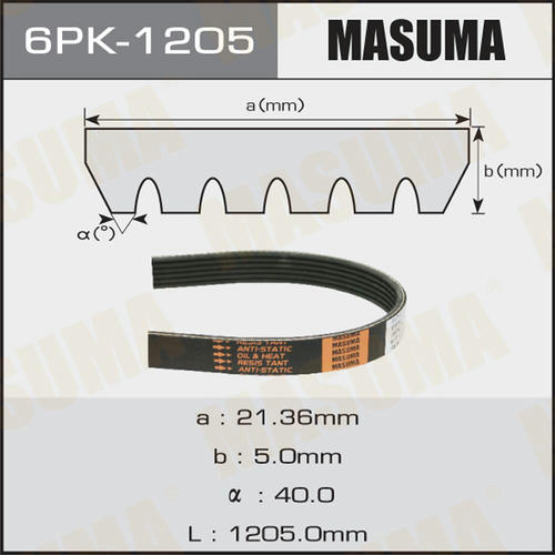 Ремень привода навесного оборудования Masuma, 6PK-1205