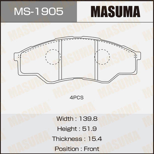 Колодки тормозные дисковые Masuma, MS-1905