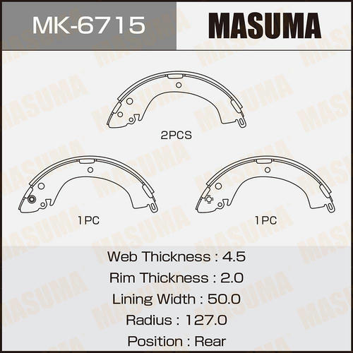 Колодки тормозные барабанные Masuma, MK-6715