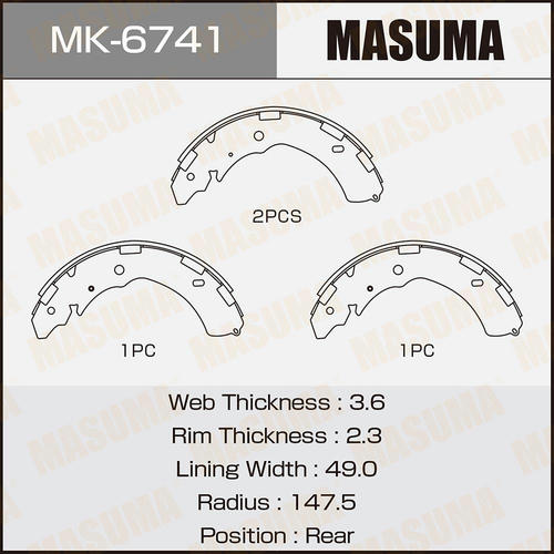 Колодки тормозные барабанные Masuma, MK-6741