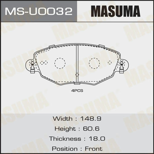 Колодки тормозные дисковые Masuma, MS-U0032