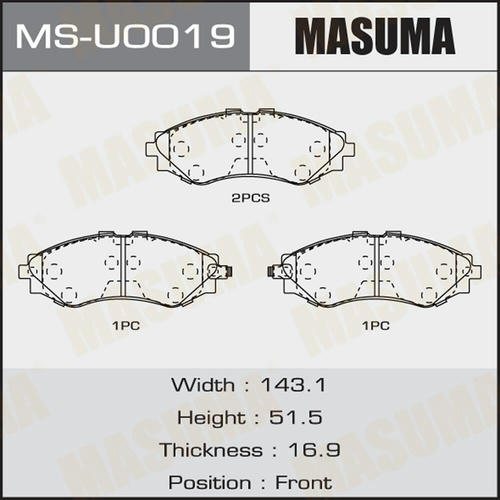 Колодки тормозные дисковые Masuma, MS-U0019