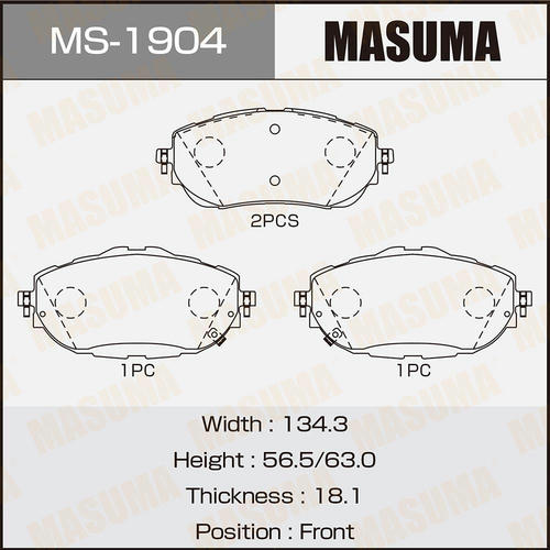 Колодки тормозные дисковые Masuma, MS-1904