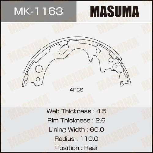 Колодки тормозные барабанные Masuma, MK-1163
