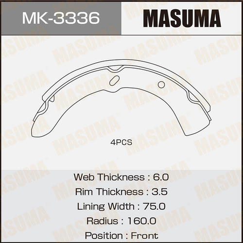 Колодки тормозные барабанные Masuma, MK-3336