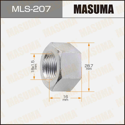 Гайка колесная Masuma M 18x1.5(R) под ключ 29 открытая, MLS-207