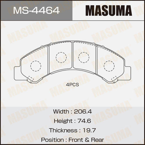 Колодки тормозные дисковые Masuma, MS-4464