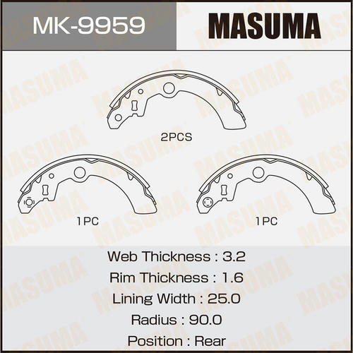 Колодки тормозные барабанные Masuma, MK-9959