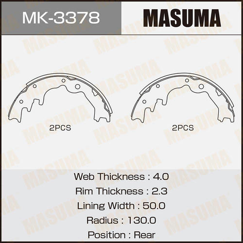 Колодки тормозные барабанные Masuma, MK-3378