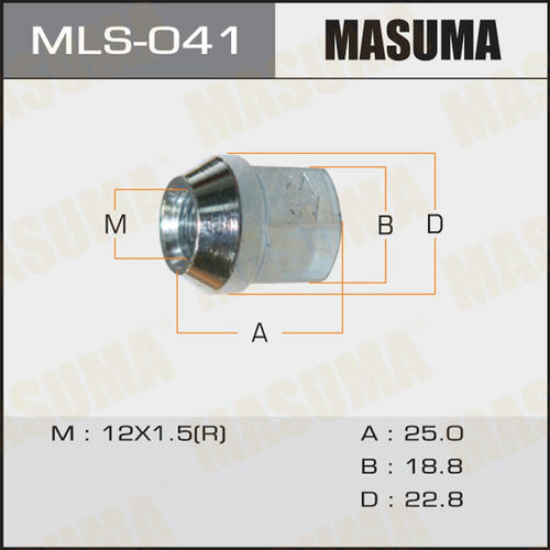 Гайка колесная Masuma M12x1.5(R) под ключ 19, открытая, MLS-041