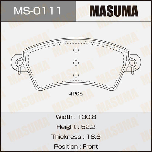 Колодки тормозные дисковые Masuma, MS-0111