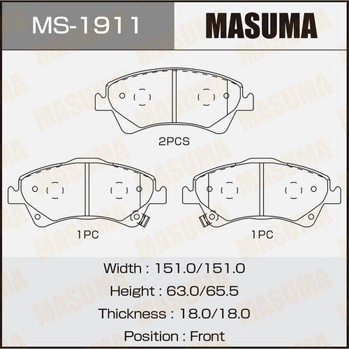 Колодки тормозные дисковые Masuma, MS-1911