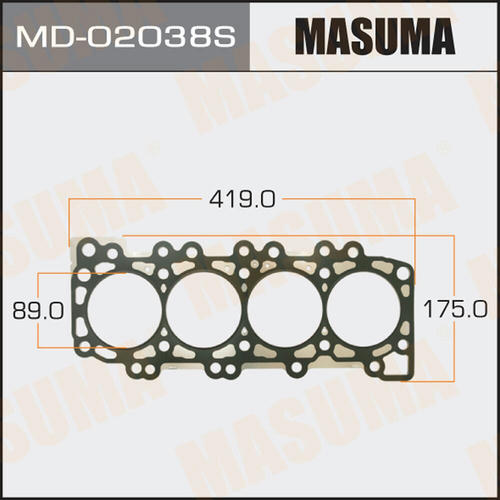 Трехслойная прокладка ГБЦ (металл-эластомер) Masuma толщина 0,80мм, MD-02038S