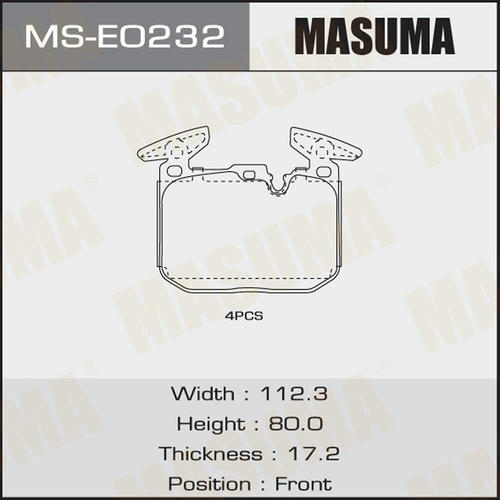 Колодки тормозные дисковые Masuma, MS-E0232