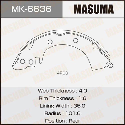 Колодки тормозные барабанные Masuma, MK-6636